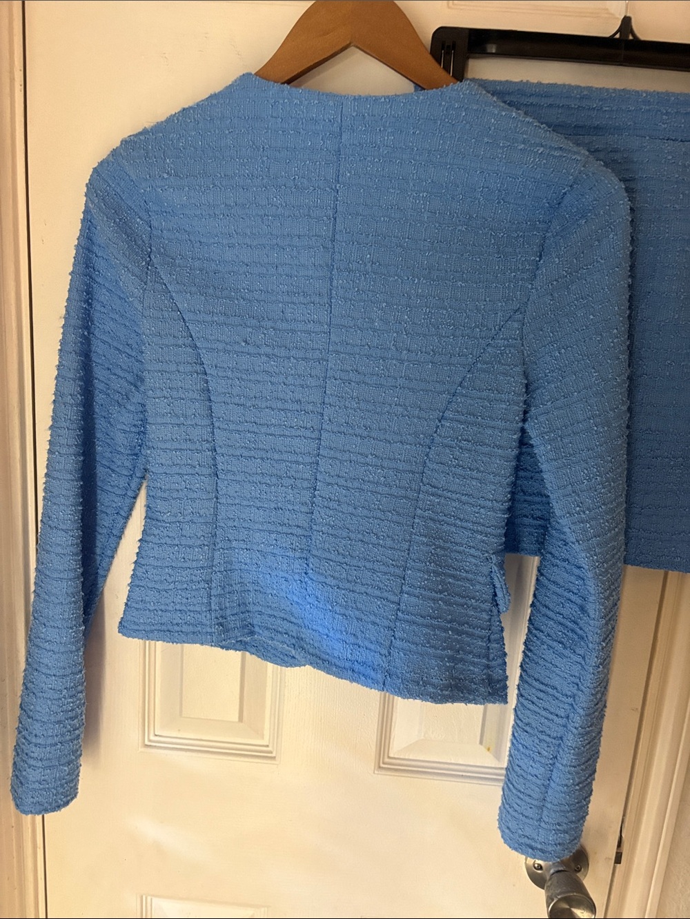 SHEIN Sky Blue Tweed Button-Front Blazer & Skirt Set - Picture 2 of 14